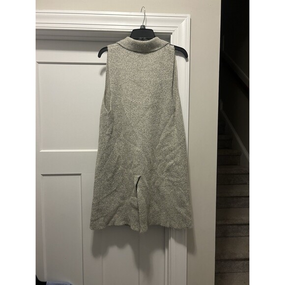 Monteau Lagenlook Beige Oatmeal Collared Long Line Sweater Vest Size Medium Warm - Picture 5 of 5